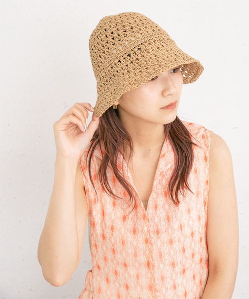 KBF（ケイビーエフ）の「透かし編みバケットHAT（ハット・レディース・ベージュ/ナチュラル・ONE）」の3枚目の写真