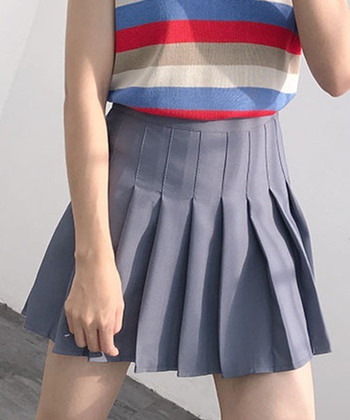 gossip!ロサンゼルス(ゴシップロサンゼルス)の「YUGA ショート丈 プリーツスカート(スカート・レディース・ホワイト/ブラック/ライトグレー・M/L)」の13枚目の写真
