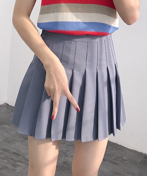 gossip!ロサンゼルス(ゴシップロサンゼルス)の「YUGA ショート丈 プリーツスカート(スカート・レディース・ホワイト/ブラック/ライトグレー・M/L)」の5枚目の写真
