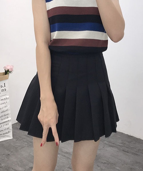 gossip!ロサンゼルス(ゴシップロサンゼルス)の「YUGA ショート丈 プリーツスカート(スカート・レディース・ホワイト/ブラック/ライトグレー・M/L)」の8枚目の写真