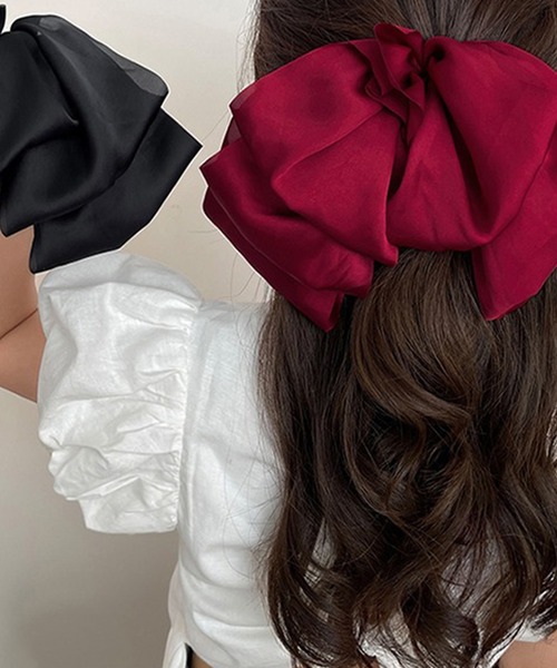 Jasmine Grandiflorum（ジャスミングランディフローラム）の「ボリュームシアーリボン（バレッタ/ヘアクリップ・レディース・レッド/ブラック・FREE）」の8枚目の写真