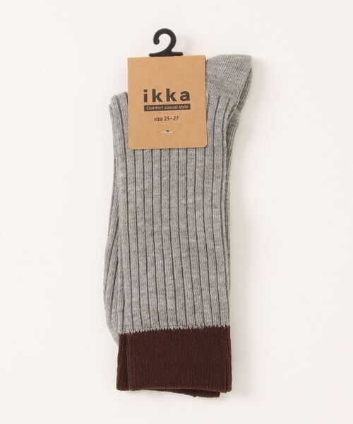 ikka（イッカ）の「トップカラーリブクルーソックス（ソックス/靴下・メンズ・オフホワイト/ブラック/グレー・FREE）」の3枚目の写真