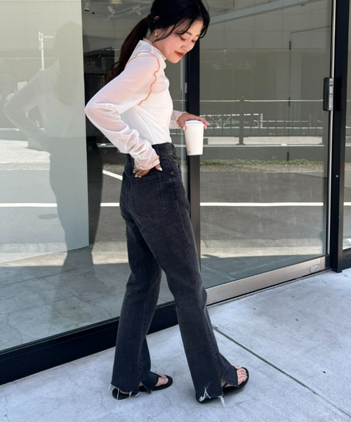 HELLO.SANFRANCISCO（ハローサンフランシスコ）の「【HELLO.SANFRANCISCO/ハローサンフランシスコ】配色メローシアーネットタートル（Tシャツ/カットソー・レディース・オフホワイト/サックスブルー/グリーン/ピンク・ONE SIZE）」の12枚目の写真