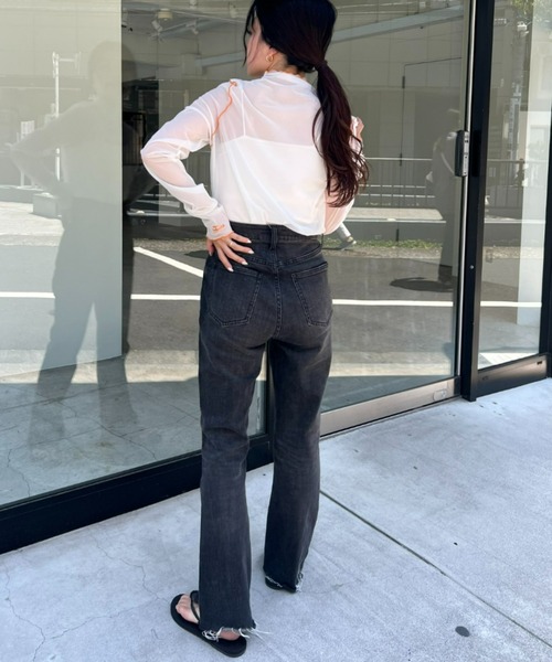 HELLO.SANFRANCISCO（ハローサンフランシスコ）の「【HELLO.SANFRANCISCO/ハローサンフランシスコ】配色メローシアーネットタートル（Tシャツ/カットソー・レディース・オフホワイト/サックスブルー/グリーン/ピンク・ONE SIZE）」の13枚目の写真