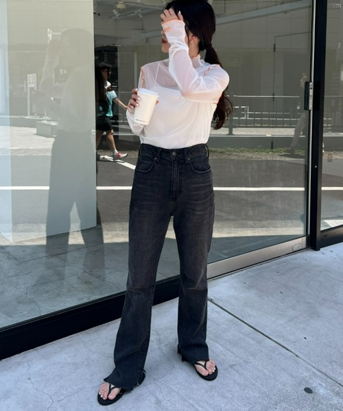 HELLO.SANFRANCISCO（ハローサンフランシスコ）の「【HELLO.SANFRANCISCO/ハローサンフランシスコ】配色メローシアーネットタートル（Tシャツ/カットソー・レディース・オフホワイト/サックスブルー/グリーン/ピンク・ONE SIZE）」の11枚目の写真