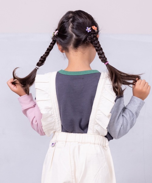 Life Support Products（ライフサポートプロダクツ）の「ワッフルロンT（80～150cm）（Tシャツ/カットソー・キッズ・杢グレー/ブラック系その他/オレンジ/ネイビー/ホワイト系その他/ワインレッド/ピンク/グレー系その他/オフホワイト/チャコール/イエロー/ブルー系その他/グリーン/レッド・80/90/95/100/110/120/130/140/150）」の4枚目の写真