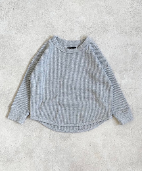 Life Support Products（ライフサポートプロダクツ）の「ワッフルロンT（80～150cm）（Tシャツ/カットソー・キッズ・杢グレー/ブラック系その他/オレンジ/ネイビー/ホワイト系その他/ワインレッド/ピンク/グレー系その他/オフホワイト/チャコール/イエロー/ブルー系その他/グリーン/レッド・80/90/95/100/110/120/130/140/150）」の5枚目の写真