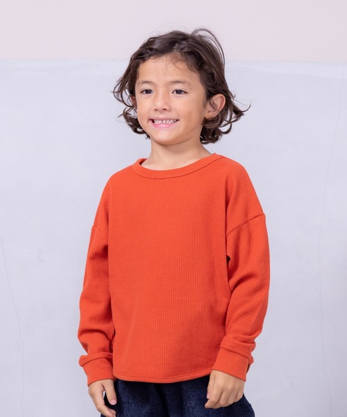 Life Support Products（ライフサポートプロダクツ）の「ワッフルロンT（80～150cm）（Tシャツ/カットソー・キッズ・杢グレー/ブラック系その他/オレンジ/ネイビー/ホワイト系その他/ワインレッド/ピンク/グレー系その他/オフホワイト/チャコール/イエロー/ブルー系その他/グリーン/レッド・80/90/95/100/110/120/130/140/150）」の12枚目の写真