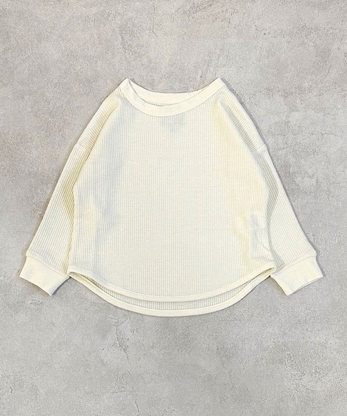 Life Support Products（ライフサポートプロダクツ）の「ワッフルロンT（80～150cm）（Tシャツ/カットソー・キッズ・杢グレー/ブラック系その他/オレンジ/ネイビー/ホワイト系その他/ワインレッド/ピンク/グレー系その他/オフホワイト/チャコール/イエロー/ブルー系その他/グリーン/レッド・80/90/95/100/110/120/130/140/150）」の2枚目の写真