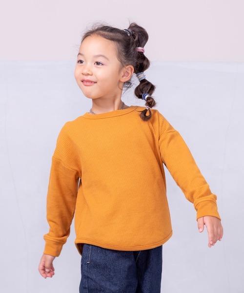 Life Support Products（ライフサポートプロダクツ）の「ワッフルロンT（80～150cm）（Tシャツ/カットソー・キッズ・杢グレー/ブラック系その他/オレンジ/ネイビー/ホワイト系その他/ワインレッド/ピンク/グレー系その他/オフホワイト/チャコール/イエロー/ブルー系その他/グリーン/レッド・80/90/95/100/110/120/130/140/150）」の14枚目の写真