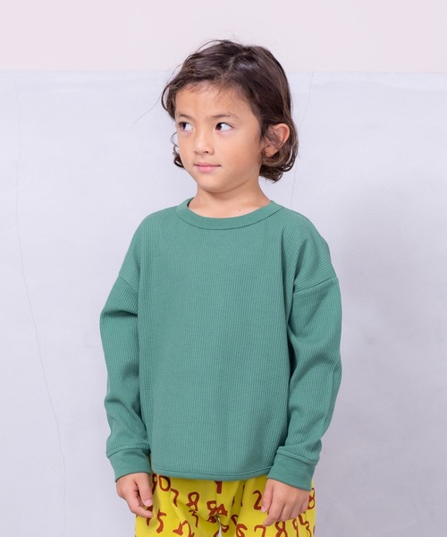 Life Support Products（ライフサポートプロダクツ）の「ワッフルロンT（80～150cm）（Tシャツ/カットソー・キッズ・杢グレー/ブラック系その他/オレンジ/ネイビー/ホワイト系その他/ワインレッド/ピンク/グレー系その他/オフホワイト/チャコール/イエロー/ブルー系その他/グリーン/レッド・80/90/95/100/110/120/130/140/150）」の8枚目の写真