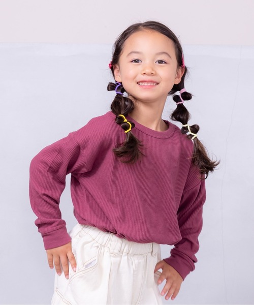 Life Support Products（ライフサポートプロダクツ）の「ワッフルロンT（80～150cm）（Tシャツ/カットソー・キッズ・杢グレー/ブラック系その他/オレンジ/ネイビー/ホワイト系その他/ワインレッド/ピンク/グレー系その他/オフホワイト/チャコール/イエロー/ブルー系その他/グリーン/レッド・80/90/95/100/110/120/130/140/150）」の13枚目の写真