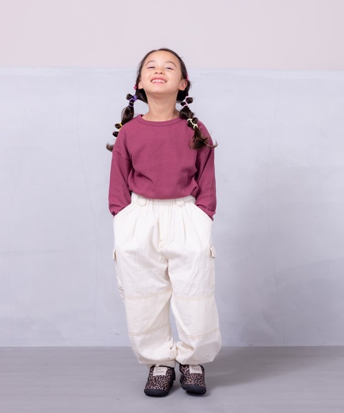 Life Support Products（ライフサポートプロダクツ）の「ワッフルロンT（80～150cm）（Tシャツ/カットソー・キッズ・杢グレー/ブラック系その他/オレンジ/ネイビー/ホワイト系その他/ワインレッド/ピンク/グレー系その他/オフホワイト/チャコール/イエロー/ブルー系その他/グリーン/レッド・80/90/95/100/110/120/130/140/150）」の20枚目の写真