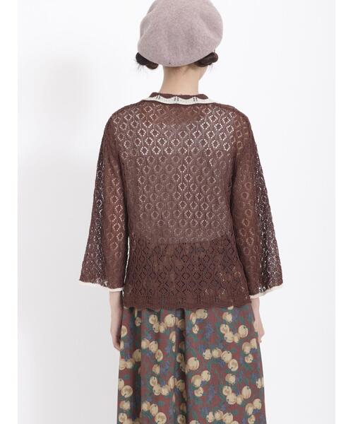 Samansa Mos2（サマンサ モスモス）の「透かし編み襟付きカーディガン