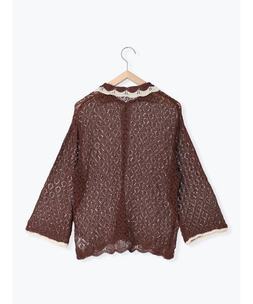 Samansa Mos2（サマンサ モスモス）の「透かし編み襟付きカーディガン
