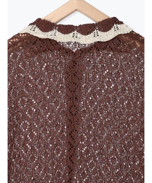 Samansa Mos2（サマンサ モスモス）の「透かし編み襟付きカーディガン