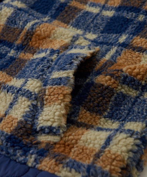 CUBE SUGAR（キューブシュガー）の「チェックボア×キルティングノーカラーブルゾン（ブルゾン・レディース・カーキ/ネイビー・M）」の15枚目の写真