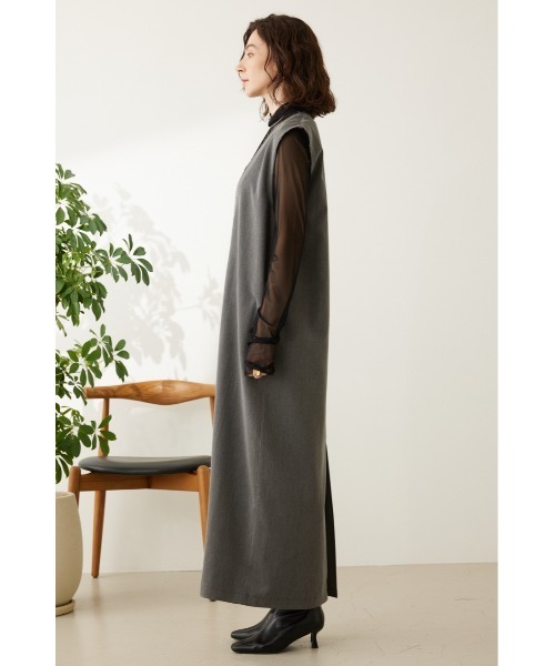 crie conforto（クリーコンフォルト）の「ディープネックワンピース（ワンピース・レディース・グレー/ブラック・MEDIUM/SMALL）」の7枚目の写真