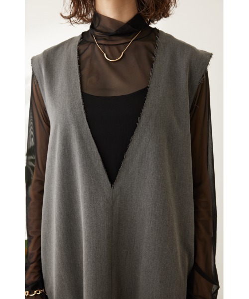 crie conforto（クリーコンフォルト）の「ディープネックワンピース（ワンピース・レディース・グレー/ブラック・MEDIUM/SMALL）」の9枚目の写真