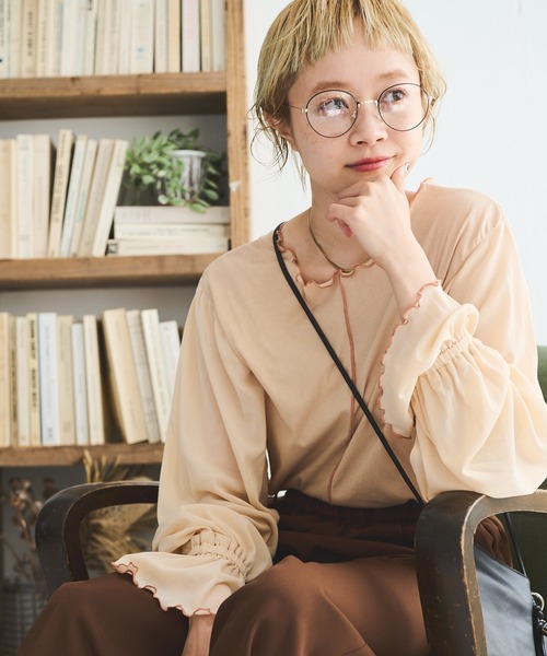 Crisp（クリスプ）の「シアースリーブメロウTシャツ（Tシャツ/カットソー・レディース・ブラウン/ベージュ・FREE）」の5枚目の写真