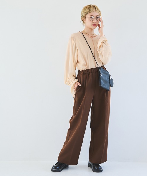 Crisp（クリスプ）の「シアースリーブメロウTシャツ（Tシャツ/カットソー・レディース・ブラウン/ベージュ・FREE）」の6枚目の写真