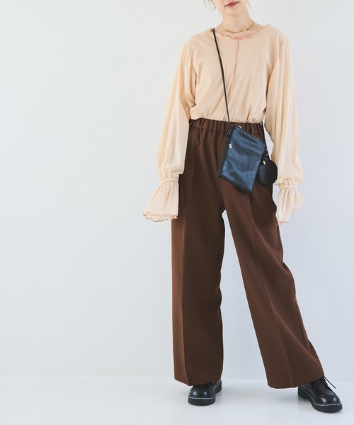 Crisp（クリスプ）の「シアースリーブメロウTシャツ（Tシャツ/カットソー・レディース・ブラウン/ベージュ・FREE）」の7枚目の写真