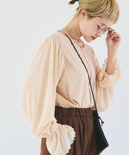 Crisp（クリスプ）の「シアースリーブメロウTシャツ（Tシャツ/カットソー・レディース・ブラウン/ベージュ・FREE）」の8枚目の写真