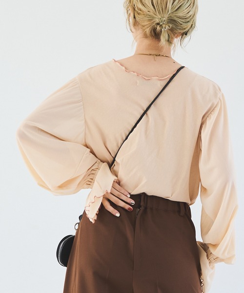 Crisp（クリスプ）の「シアースリーブメロウTシャツ（Tシャツ/カットソー・レディース・ブラウン/ベージュ・FREE）」の9枚目の写真