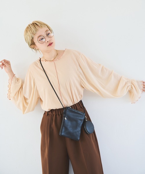 Crisp（クリスプ）の「シアースリーブメロウTシャツ（Tシャツ/カットソー・レディース・ブラウン/ベージュ・FREE）」の13枚目の写真