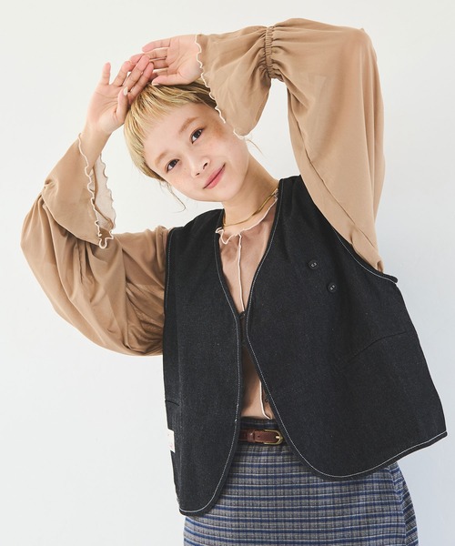 Crisp（クリスプ）の「シアースリーブメロウTシャツ（Tシャツ/カットソー・レディース・ブラウン/ベージュ・FREE）」の21枚目の写真