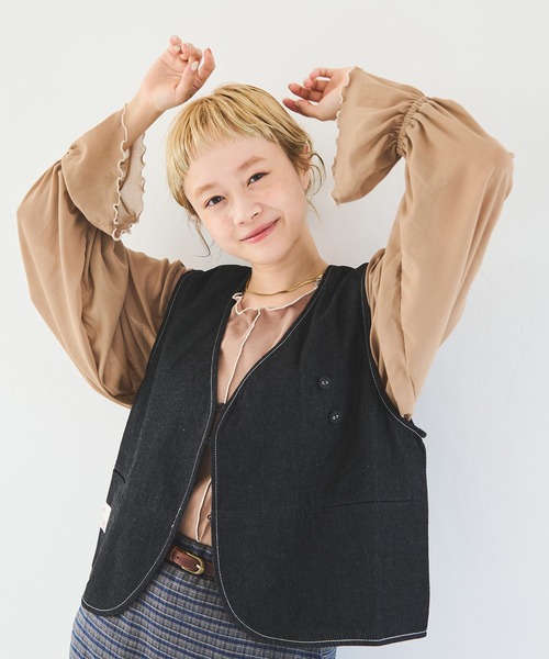 Crisp（クリスプ）の「シアースリーブメロウTシャツ（Tシャツ/カットソー・レディース・ブラウン/ベージュ・FREE）」の22枚目の写真