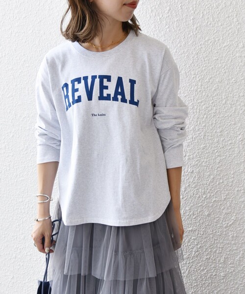 SHIPS any(シップス エニィ)の「【SHIPS any別注】THE KNiTS:〈洗濯機可能〉ラウンドヘム ロゴ ロンTEE(Tシャツ/カットソー・レディース・ホワイト/ホワイト系その他/ライトグレー・ONE SIZE)」の3枚目の写真