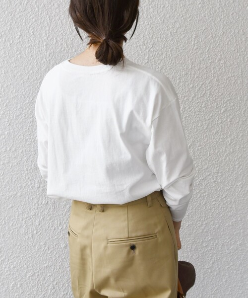 SHIPS any(シップス エニィ)の「【SHIPS any別注】THE KNiTS:〈洗濯機可能〉ラウンドヘム ロゴ ロンTEE(Tシャツ/カットソー・レディース・ホワイト/ホワイト系その他/ライトグレー・ONE SIZE)」の13枚目の写真