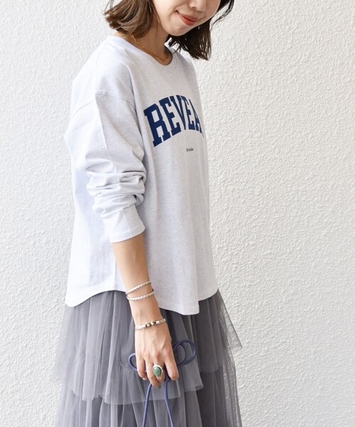 SHIPS any(シップス エニィ)の「【SHIPS any別注】THE KNiTS:〈洗濯機可能〉ラウンドヘム ロゴ ロンTEE(Tシャツ/カットソー・レディース・ホワイト/ホワイト系その他/ライトグレー・ONE SIZE)」の9枚目の写真