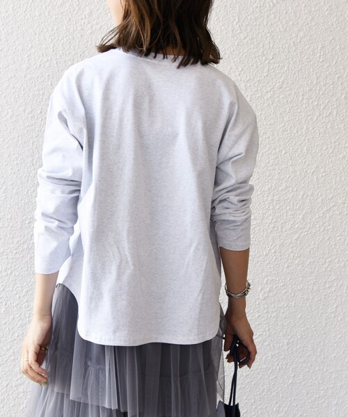 SHIPS any(シップス エニィ)の「【SHIPS any別注】THE KNiTS:〈洗濯機可能〉ラウンドヘム ロゴ ロンTEE(Tシャツ/カットソー・レディース・ホワイト/ホワイト系その他/ライトグレー・ONE SIZE)」の7枚目の写真