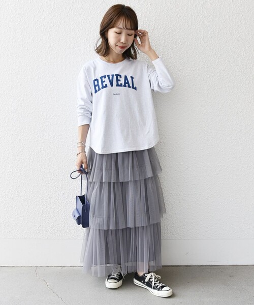SHIPS any(シップス エニィ)の「【SHIPS any別注】THE KNiTS:〈洗濯機可能〉ラウンドヘム ロゴ ロンTEE(Tシャツ/カットソー・レディース・ホワイト/ホワイト系その他/ライトグレー・ONE SIZE)」の6枚目の写真