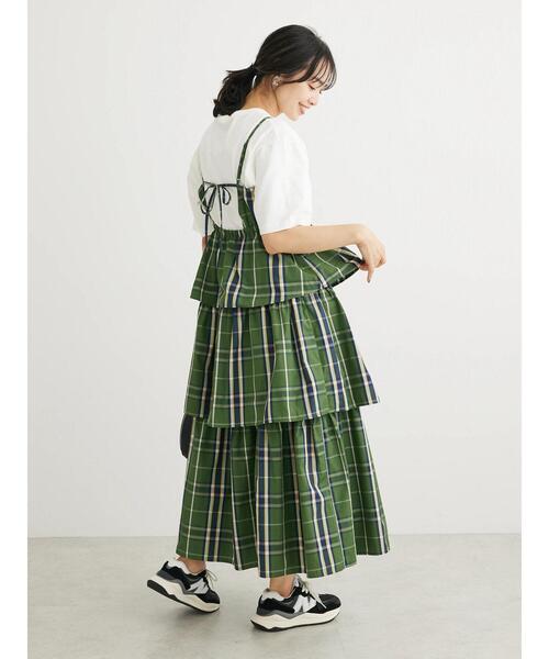 Sugar spoon（シュガースプーン）の「・SUGAR　SPOON　チェックラッフルキャミワンピース（ワンピース・レディース・グリーン/ネイビー・FREE）」の5枚目の写真