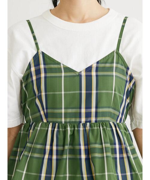 Sugar spoon（シュガースプーン）の「・SUGAR　SPOON　チェックラッフルキャミワンピース（ワンピース・レディース・グリーン/ネイビー・FREE）」の6枚目の写真