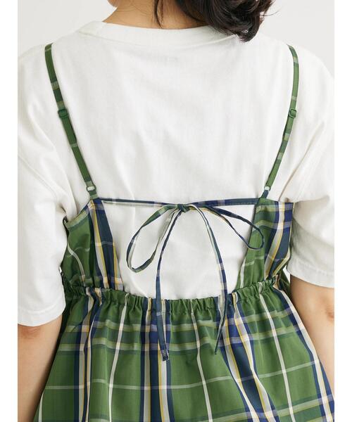 Sugar spoon（シュガースプーン）の「・SUGAR　SPOON　チェックラッフルキャミワンピース（ワンピース・レディース・グリーン/ネイビー・FREE）」の7枚目の写真