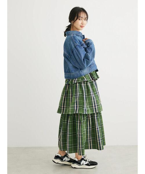 Sugar spoon（シュガースプーン）の「・SUGAR　SPOON　チェックラッフルキャミワンピース（ワンピース・レディース・グリーン/ネイビー・FREE）」の9枚目の写真