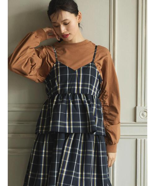 Sugar spoon（シュガースプーン）の「・SUGAR　SPOON　チェックラッフルキャミワンピース（ワンピース・レディース・グリーン/ネイビー・FREE）」の13枚目の写真