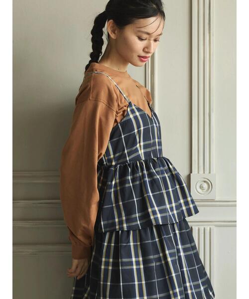 Sugar spoon（シュガースプーン）の「・SUGAR　SPOON　チェックラッフルキャミワンピース（ワンピース・レディース・グリーン/ネイビー・FREE）」の14枚目の写真