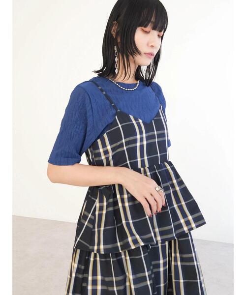 Sugar spoon（シュガースプーン）の「・SUGAR　SPOON　チェックラッフルキャミワンピース（ワンピース・レディース・グリーン/ネイビー・FREE）」の17枚目の写真