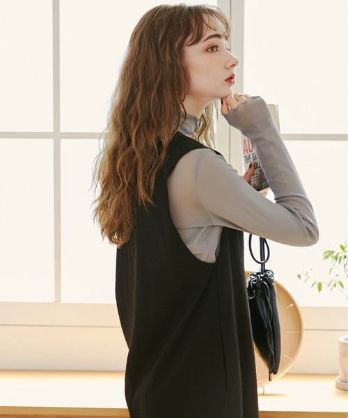 ANGIE(アンジー)の「袖が選べる ハイネック シアートップス(Tシャツ/カットソー・レディース・ライトグレー系1/ブラック系1/グレー系1/ブラック/オフホワイト/ライトグレー/ホワイト系1/グレー・FREE)」の15枚目の写真