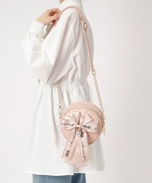 BIGリボン付き丸型ショルダーバッグ