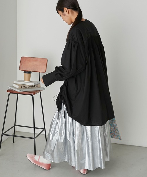 forksy.(フォルクシー)の「【forksy.】ノーカラーボリュームスリーブドロストシャツ(シャツ/ブラウス・レディース・ブラック/オフホワイト/オリーブ・FREE)」の15枚目の写真