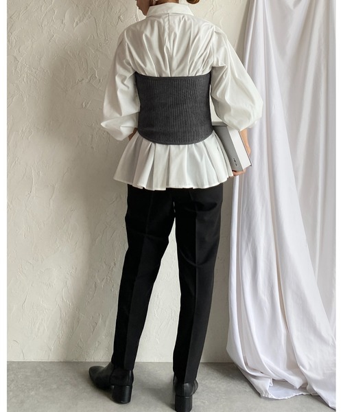 She's Closet（シーズクローゼット）の「ショート丈リブニットコルセットビスチェトップス（チューブトップ・レディース・杢グレー/アイボリー/ブラック・FREE）」の18枚目の写真