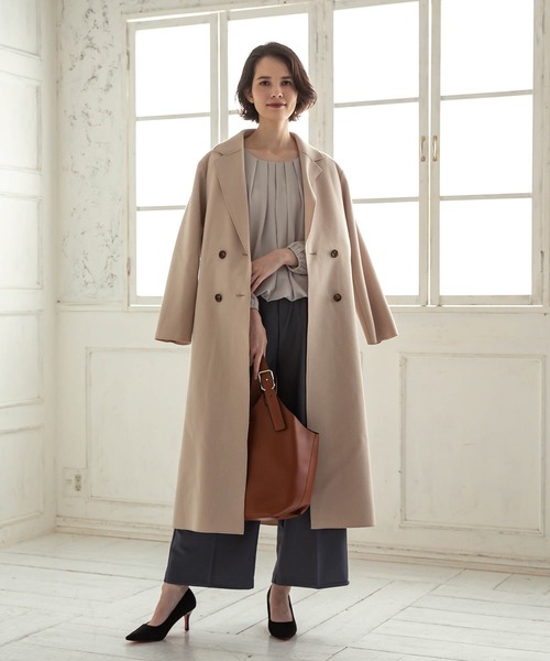 aquagarage（アクアガレージ）の「フロントタック裏起毛シフォンブラウス（シャツ/ブラウス・レディース・ブラック/ライトパープル/ライトグレー/ネイビー/オフホワイト/ベージュ/ライトピンク・L/M/LL/S/3L）」の12枚目の写真