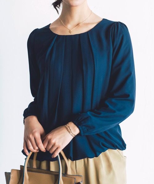 aquagarage（アクアガレージ）の「フロントタック裏起毛シフォンブラウス（シャツ/ブラウス・レディース・ブラック/ライトパープル/ライトグレー/ネイビー/オフホワイト/ベージュ/ライトピンク・L/M/LL/S/3L）」の22枚目の写真