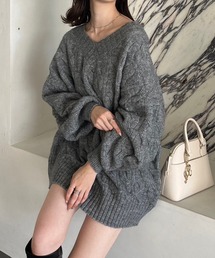one after another NICE CLAUP | オーバーサイズケーブルニットワンピース(ワンピース)